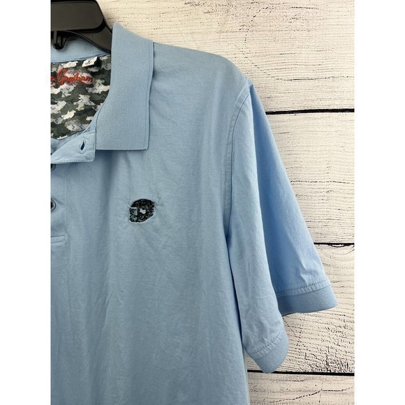 Robert Graham Stone Trail Short Sleeve Knit Polo Shirt Light Blue Men Large - Picture 3 of 7